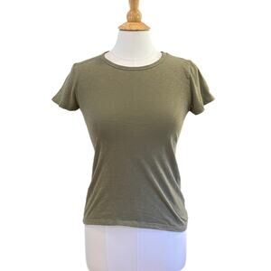 J.Crew Olive Green Studio Tee, Short Sleeve, 100% Cotton, Size XS